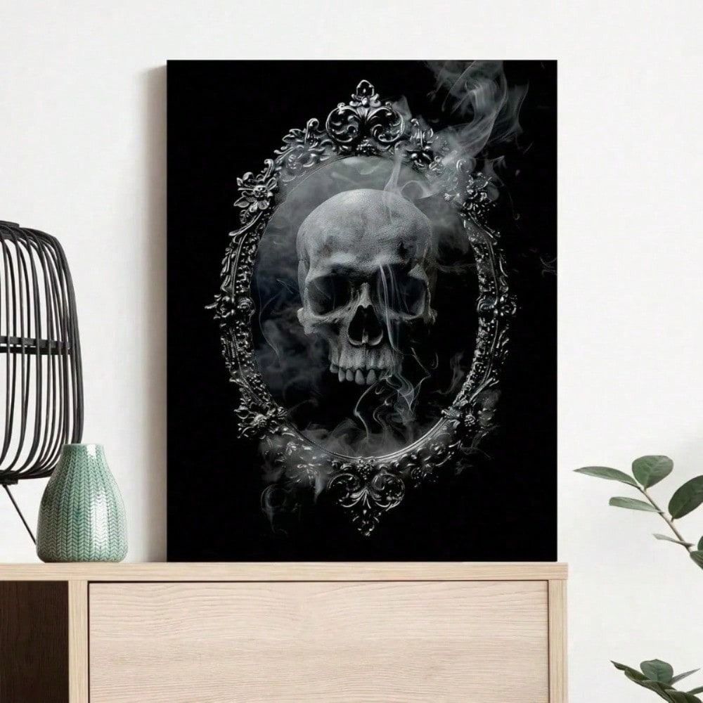 Gothic Skull Metal Wall Poster Black White Home Decor Art