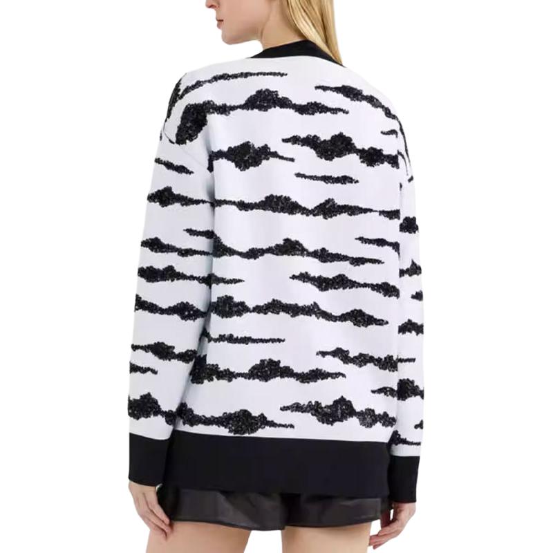 Karl Lagerfeld French Elegant Daily Commuting Dating Outfit Light Luxury Embroidered Cardigan Printed Knitwear Women Tops White 221L2002998