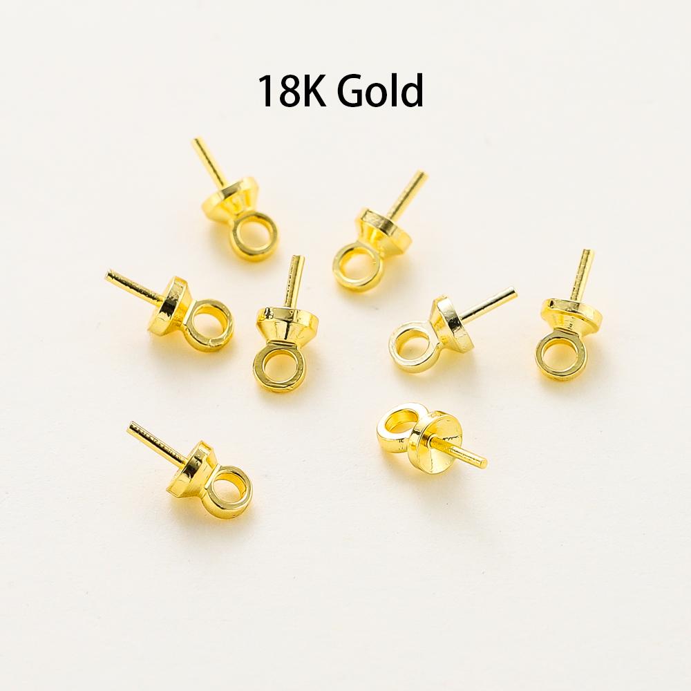 

20pcs/bag 14K Gold Top Drilled Pearl Eye Pin Bail Beads Pendant Base End Cap Pins For DIY Jewelry Making Charms Earing Findings 3 x 6mm
