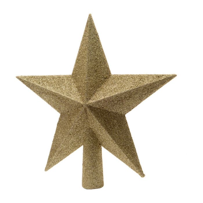 Decorative Star - GOLD STAR - 19 Cm - Glittery - Yellow - Christmas
