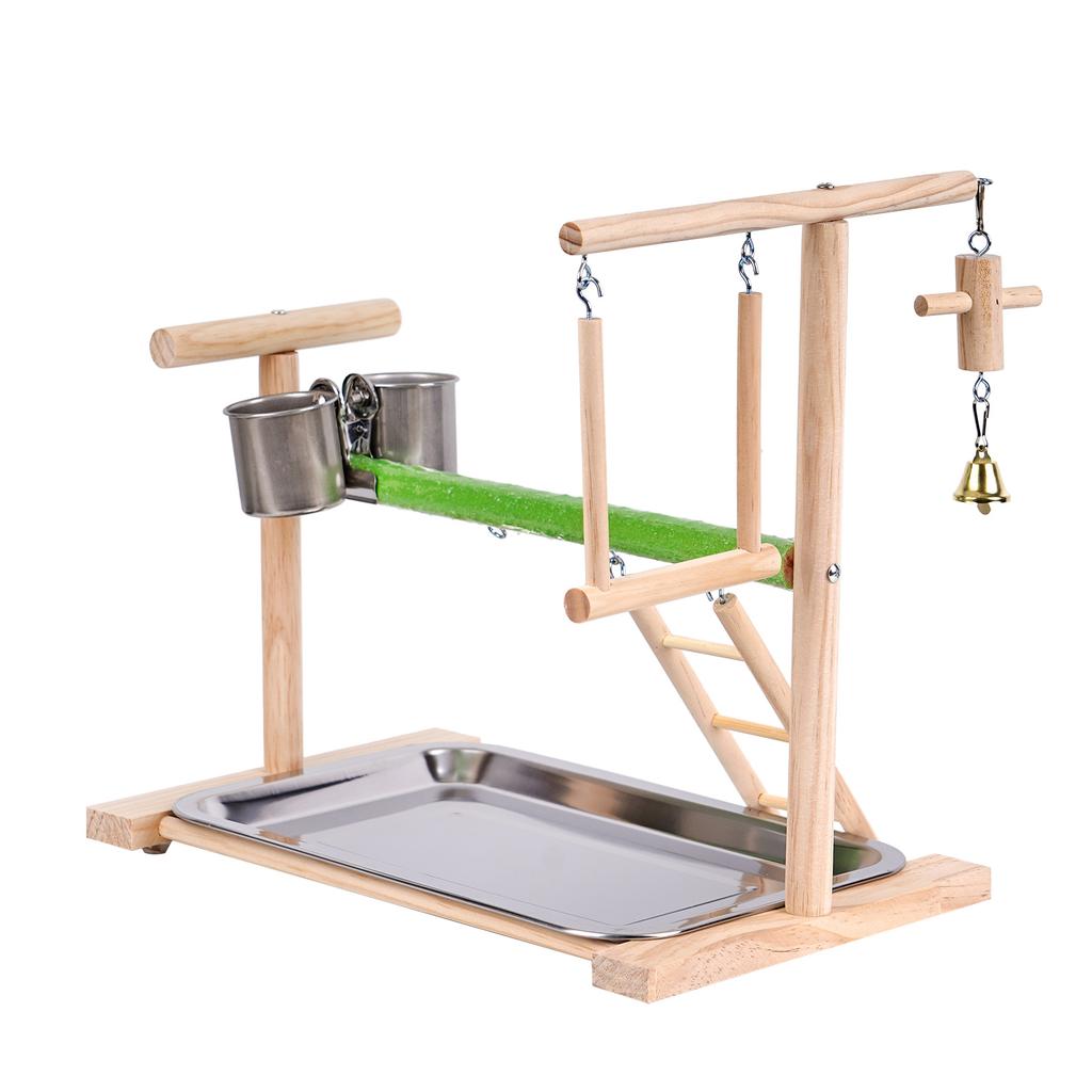 Solid Wooden Bird Toys Parrot Stand Parakeet Toy Playground Cage Perch Ladder Play Birds Swing Gym Cockatiel Hamsters Wooden