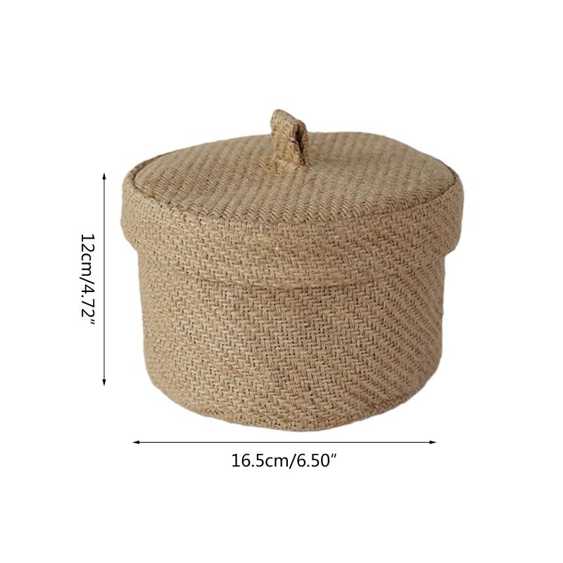 Jute Storage Basket Desktop Hand-Woven Baskets Needle Thread Bag Snacks Cosmetics Container for Home Office Dropshipping