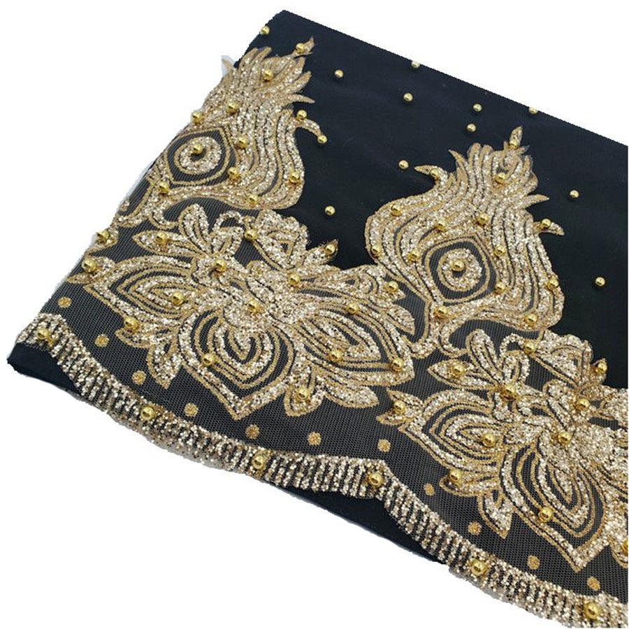 Premium Chiffon Hijabs Scarf Shimmer Gold Glitters Beads Hijab for Muslim Woman Head Scarf Shawl Wrap Lightweight