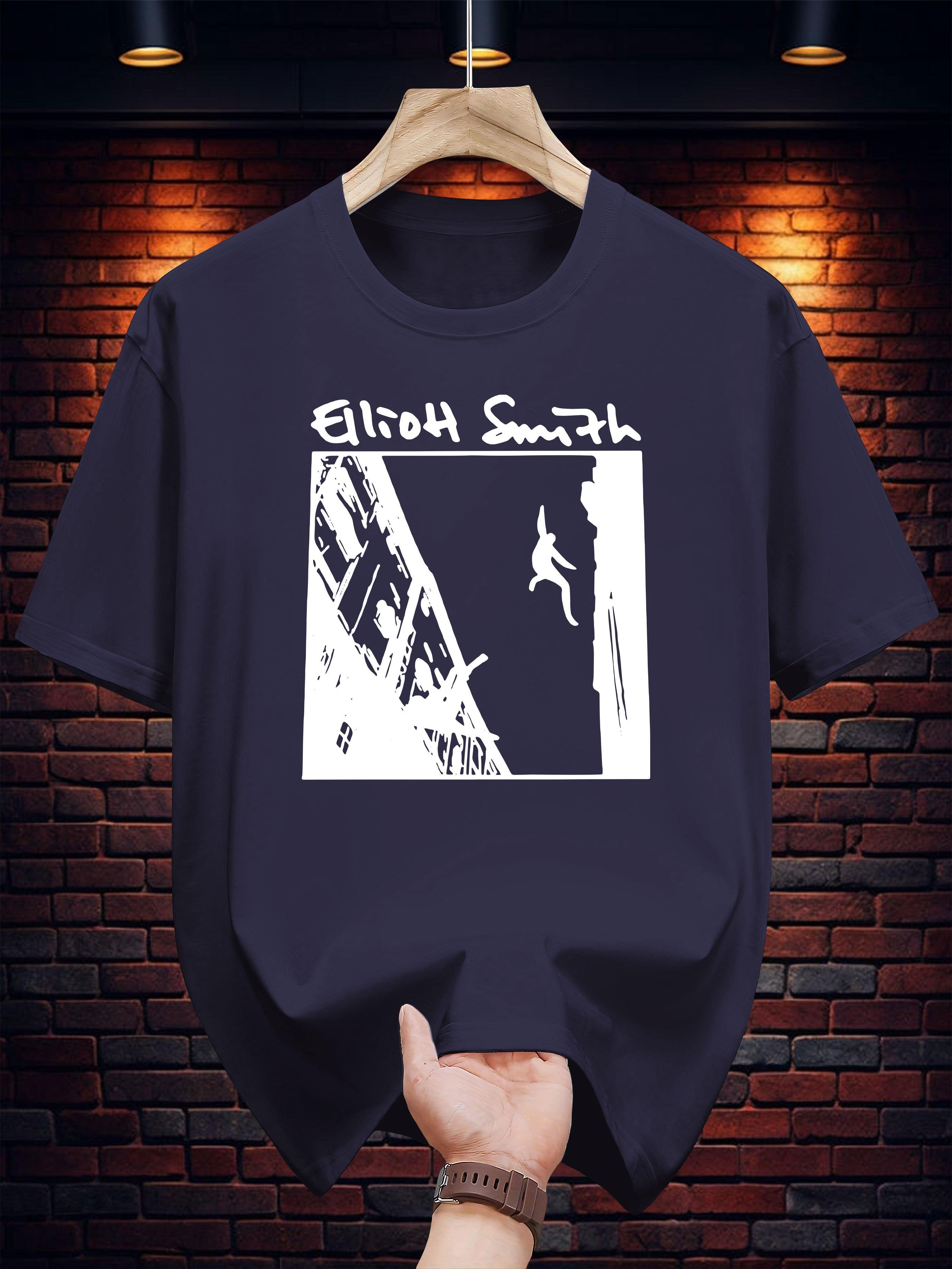 

100% T-shirt with Eliot Smith Graphic Print - Black Casual Summer Tee for Adults S
