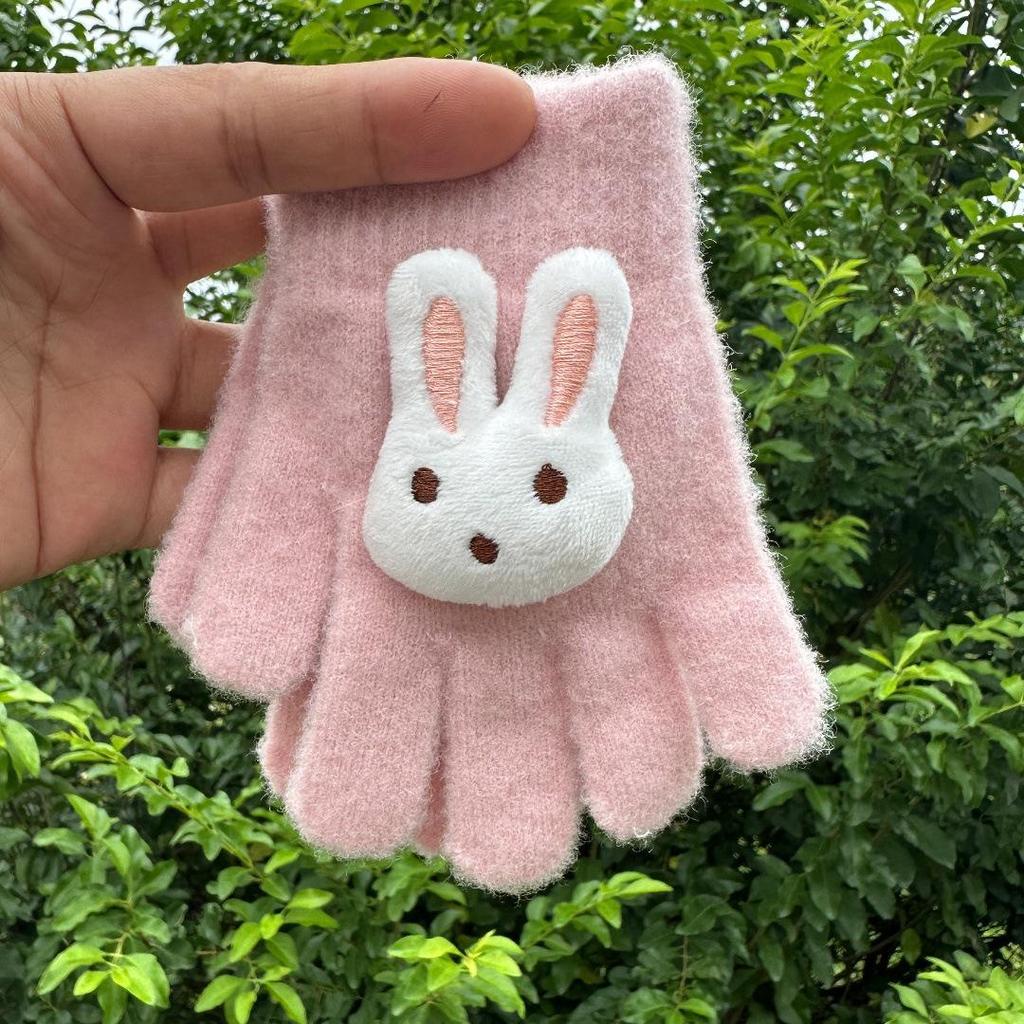 Kids' 3D Cartoon Santa Gloves: Windproof Full-Finger Warmth