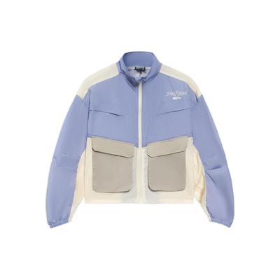Anti-Five Series Color Block Stand Collar Loose Jacket Women Jacket Dark-Blue Purple AFDS086-2