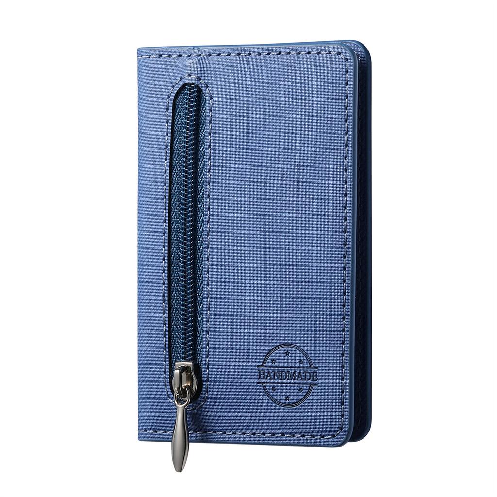 Mobile Phone Case Card Holder With PU Leather Back Sticker Card Bag Portable Zipper Wallet Stand For iPhone 16 Pro Max 15 14 13