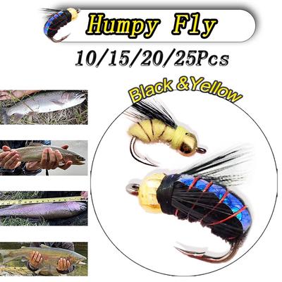 10/15/20/25Pcs Mixed Colors Trout Nymph Fly Fishing Lure Wet Flies Nymphs Hook Ice Fishing Lures Artificial Insect Bait