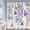 Rustieke Bloemen Douchegordijnen Vlinder Aquarel Bloemen Planten Paars Lavendel Badkamer Gordijn Polyester Decoratie Met Haken