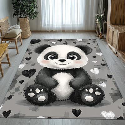 Cute Panda Bear Area Rug For Living Room Bedroom Kawaii Animal Large Carpet Home Decor Children Play Mat Non-slip Floor Rugs