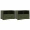 VidaXL Meubles TV 2 pcs vert olive 67x39x44 cm acier 841748