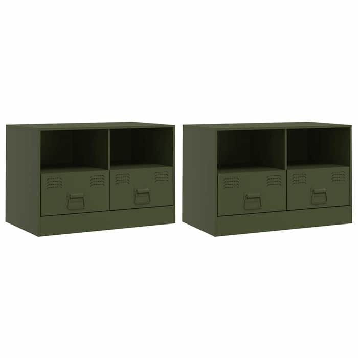VidaXL Meubles TV 2 pcs vert olive 67x39x44 cm acier 841748
