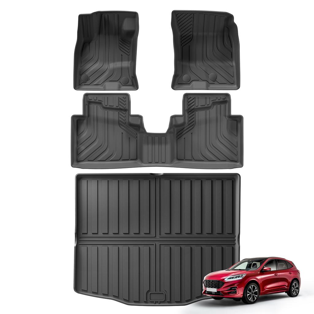 For Ford Escape /Ford Kuga PHEV (Not for Hybrid) 2020-2025 TPE 3D Car Floor Mats Cargo Liner Trunk/Backrest Pad Waterproof Black
