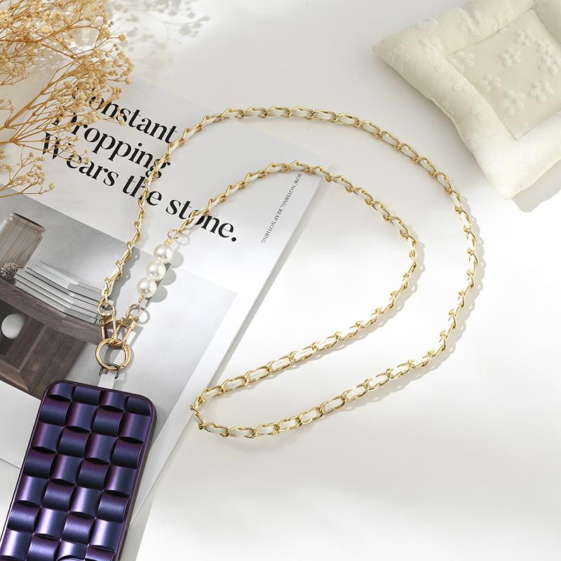 Korean Pearl Chain Beaded Phone Lanyard Crossbody Elegant Bag Chain Lightweight for Shopping and Work Use