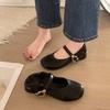 Fashion temperament retro round head versatile thick heel small leather shoes 2025 new with skirt shallow mouth Mary Jane single shoes
