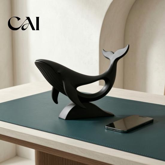 Modern Interior Decor Minimalist Hollow Whale Figurine, 3D Printed Matte Animal Sculpture for Artistic Desktop Decoration Home Office Desk Decor,