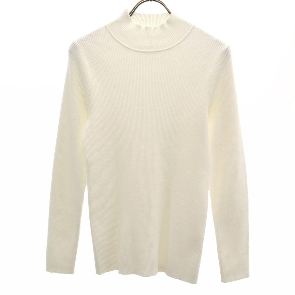 AMERI UNDRESSED Long Sleeve Mock Neck Sweater F White Rib Knit Women Used