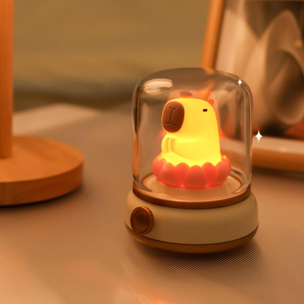 Flameless Candles Night Light Cute Capybara Kerosene Sleeping Nightlights Dimmable 2 Lighting Modes Bedside Lamp For Kid Bedroom