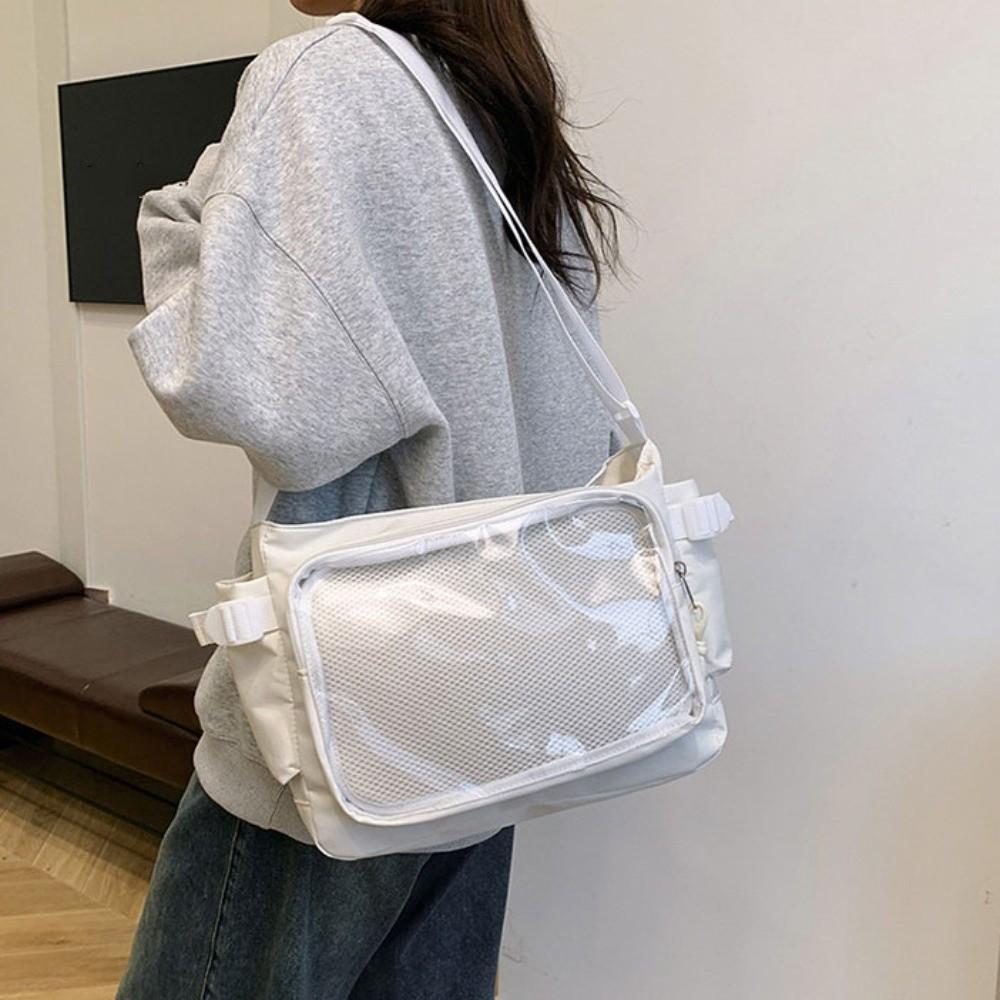 Torba na ramię z wyświetlaczem na przypinki z PVC Styl college Torba crossbody Prosta przezroczysta kieszeń Itabag JK