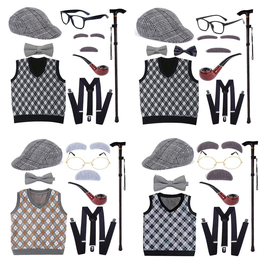 Grandpa Costume Set Old Man Costume Outfit Kids 100 Days of School Costume Set