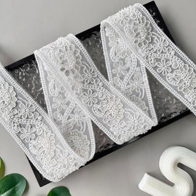 6cm Raffinata Perla Bianca Filo Ricamo Codice a Barre Abbigliamento Finestra Decorazione Casa Polsini Collo Accessori Pizzo Accessori