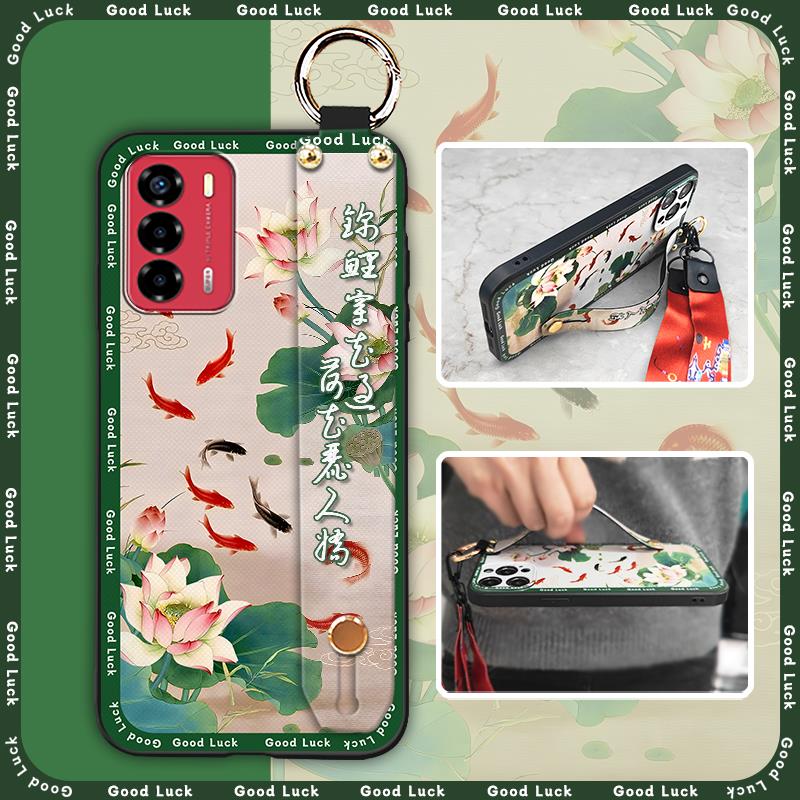Elderly lady Durable Phone Case For ZTE Blade V40 Vita/A72 Wrist Strap Wristband For Mom Silicone Fashion Dirt-resistant