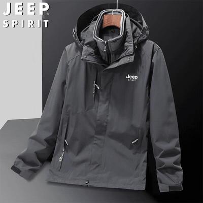 JEEP SPIRIT Men's 3-in-1 Spring/Autumn Hooded Outdoor Jacket