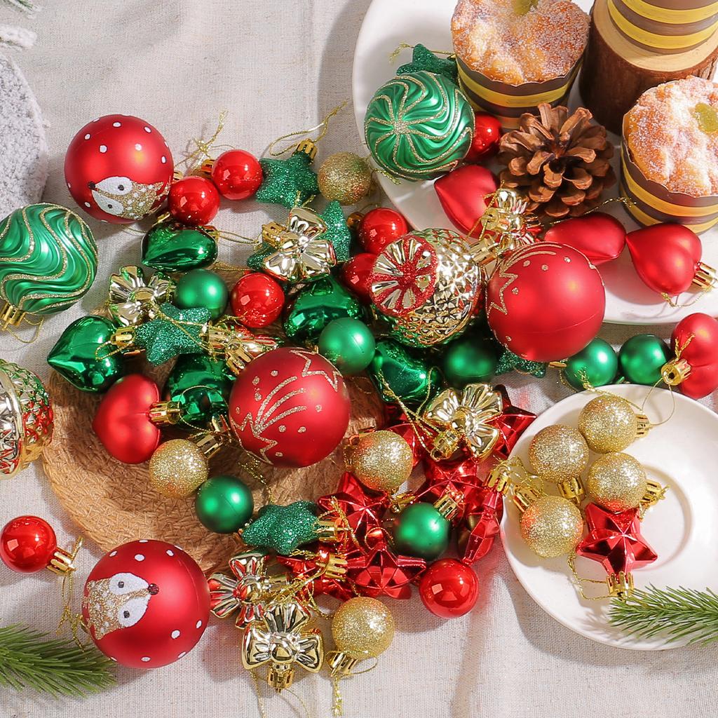Party Ornaments Set Glitter Holiday Tree Decorations Christmas Ball Set Frosted Christmas Ball Ornaments For Garlands Indoor