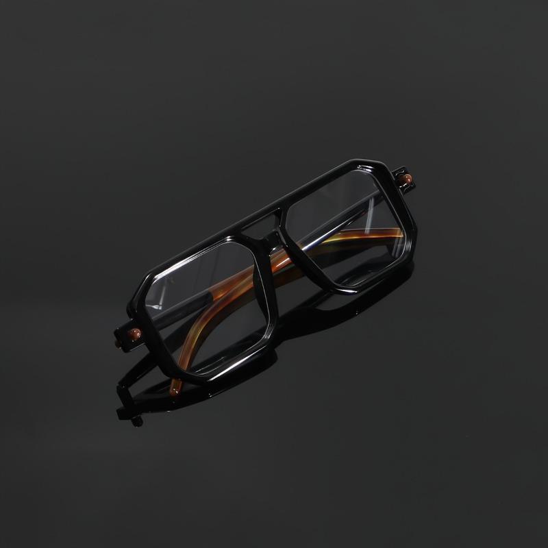Nicht polarisierte Herren Stilvolle Blaulichtbrille - Großes Gestell, Doppelbrücken-Design mit Nietendetail, Vintage Quadratische Computerbrille