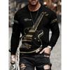 T-shirt Strumenti Musicali da Uomo Chitarra Pianoforte Stampa 3D Manica Lunga Tee Harajuku Y2k Tee Streetwear Top Oversize Abbigliamento Uomo