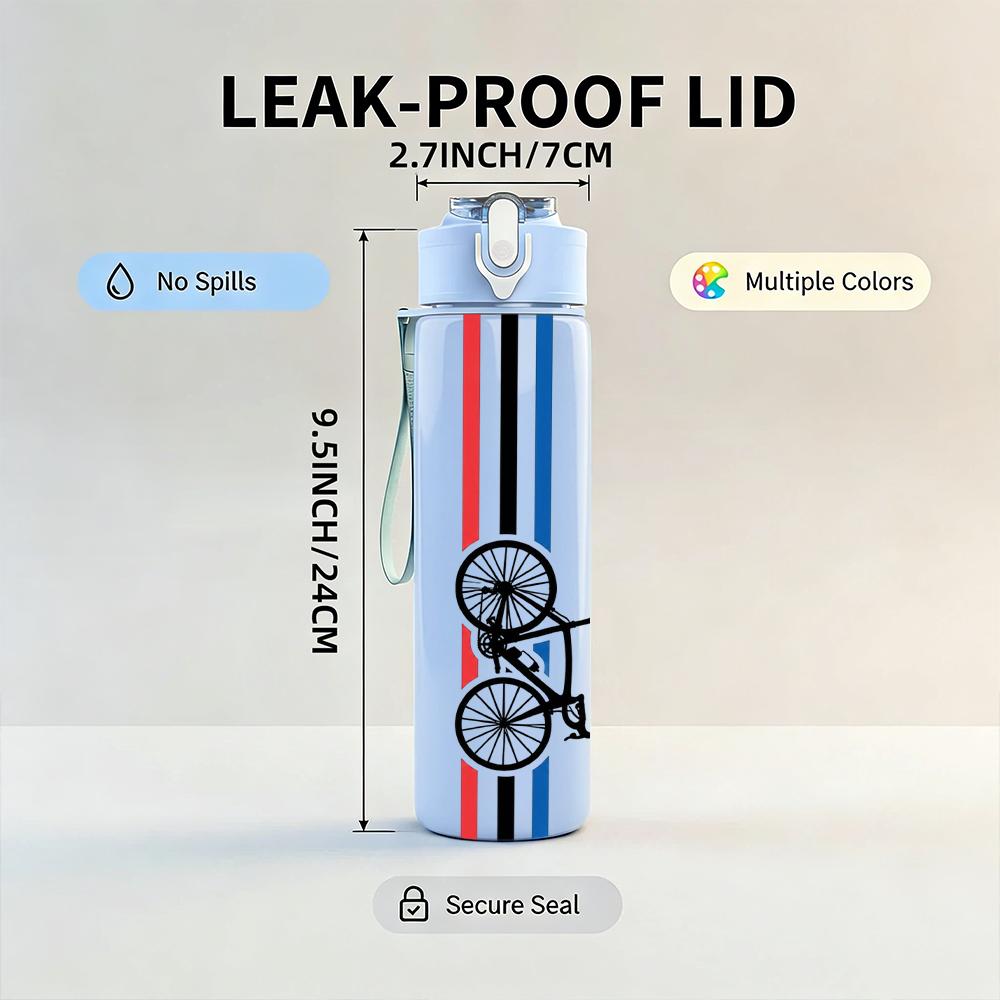 1PC Road Bike Stripe Vertical Layout 750ml Color Plastic Water Bottle Leakproof Flip Straw Lid For Sports Office Home Use