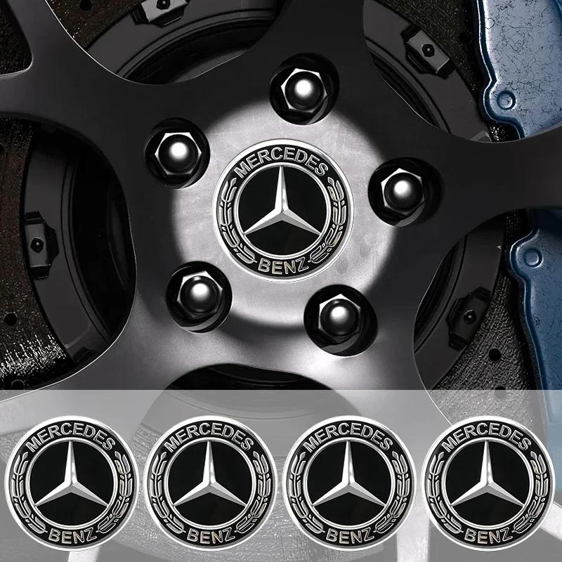 4Pcs 75MM Car Wheel Center Hub Caps AMG Wreath For Mercedes Benz GLE GLK SLK CLA CLK W203 W204 W205 W209 W210 W211 W212