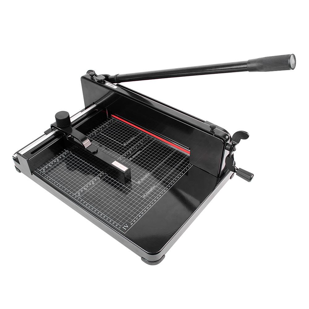 Heavy Duty Black Steel Base Paper Cutter 858A4 - Professional Manual Trimmer for Office & Commercial Use