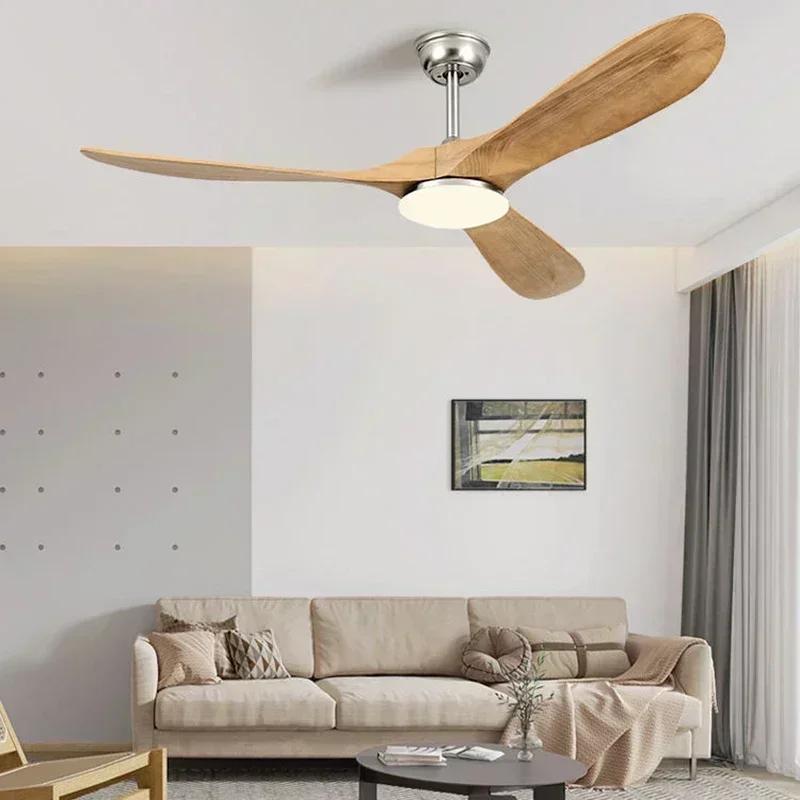 Retro living room fan 52 60 70 inch ceiling fan modern creative wooden lightless remote control decoration dining room bedroom