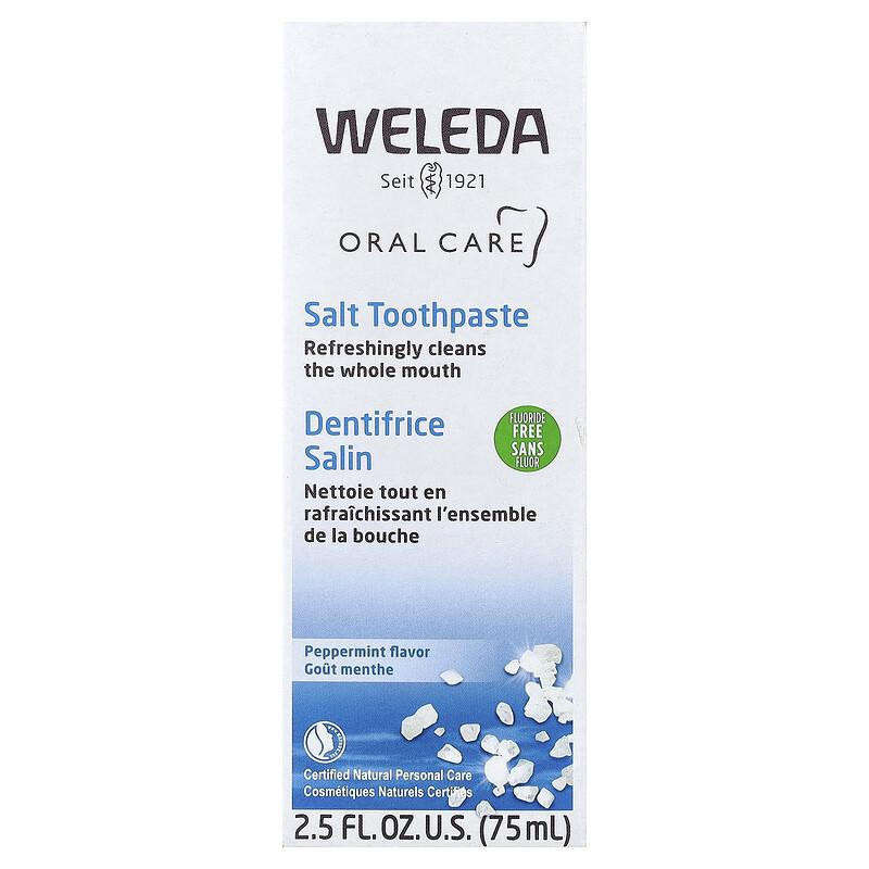 Oral Care, Salt Toothpaste, Fluoride Free, Peppermint, 2.5 Fl Oz (75 Ml)