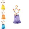 Cute Kids Hawaiian Grass Hula Lei Skirt With Bright Color Flower Wristband Garland Fancy Costume For Festivals And Parties