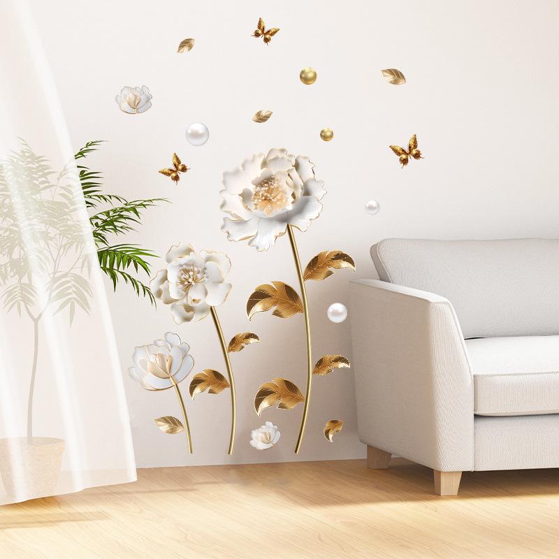 

Креативная наклейка на стену в китайском стиле «Тюльпан», самоклеящаяся, элегантная наклейка с имитацией цветка для декора спальни, прикроватной тумбочки, фона для телевизора 60x90cm