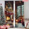 2pcs 2D Flat Printing Merry Christmas Window Curtains Farm Style Christmas Scene Durable 100% Polyester Fabric Without