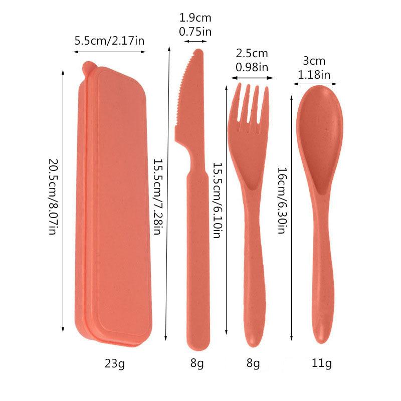 

Набор посуды из пшеничной соломы, 3 шт., нож, вилка, ложка, студенческая портативная посуда красный