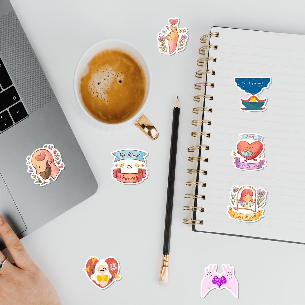 50 Self-care Slogan Series Graffiti Stickers Creative Stationery Stickers Water Cup Waterproof Decorative Stickers