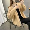 New Autumn and Winter Clothing Solid Color Imitation Mink Fleece Sweater Cardigan Women's Loose Versatile Knitted Top Jacket Women