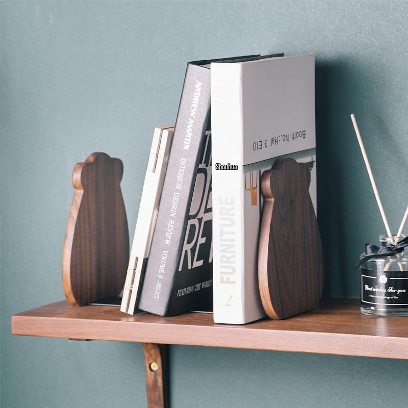 Black Walnut Wooden Anti-Fall Book Stand for Dorm or Office