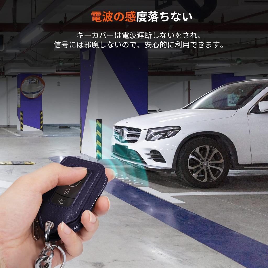 Annhua Smart Key Case, PU Leather Key Case, navy