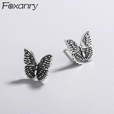Prevenire l'allergia Orecchini a bottone color argento per donne Gioielli in argento tailandese alla moda, eleganti, vintage, creativi
