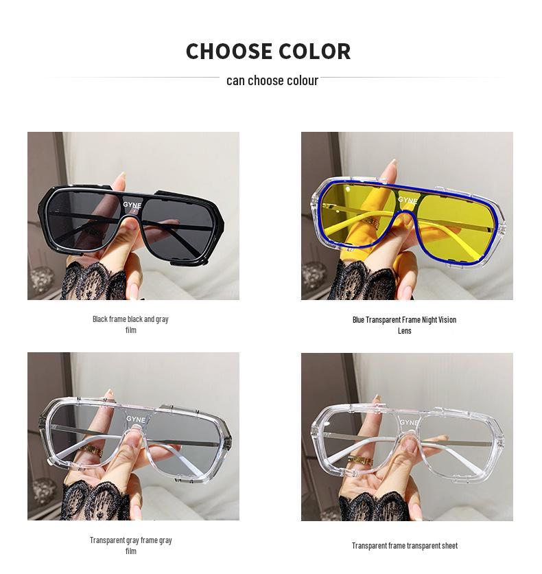 European & American Stylish Large Frame One-Piece Sunglasses - Influencer Street Style