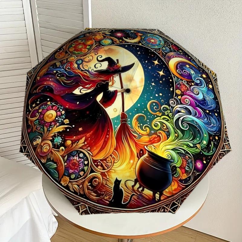 1PC Witchcraft Magic Umbrella-8-Rib Reinforced, Automatic Open, Lightweight & Durable, Cute Fashion Accessory for Outdoor-W131