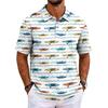 Men's Polo Shirt Short Sleeve Loose Fit Casual Top with Hawaiian Style Print for Everyday Wear Comfortable Fabric