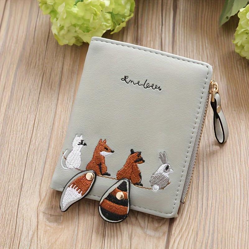 

Очаровательный кошелек Kawaii с лисичкой, компактный органайзер для кредитных карт и монет, стильный женский аксессуар для повседневного использования