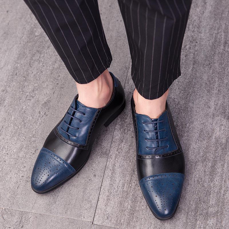 Nové kožené boty Bullock s vyřezávanou špičkou Pánské britské společenské ležérní boty Módní velká velikost 48 Kadeřnické boty Pánské