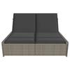 VidaXL Double Sun Lounger with Cushions Grey Woven Resin, Sunbed, Reclining Lounge Chair, Daybed 368181